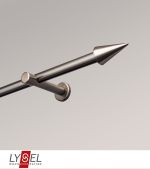 edelstahl-optik Vorschau Spitze #1G von Lysel - Gardinenstange mit Innenlauf edelstahl-optik