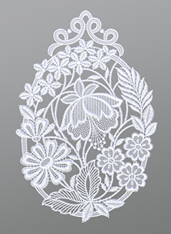 Fensterbild aus Plauener Spitze - Blumenschar #1W in Wei