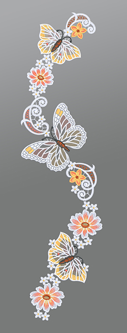 Fensterbild aus Plauener Spitze - Schmetterlingsgirlande #1W mehrfarbig