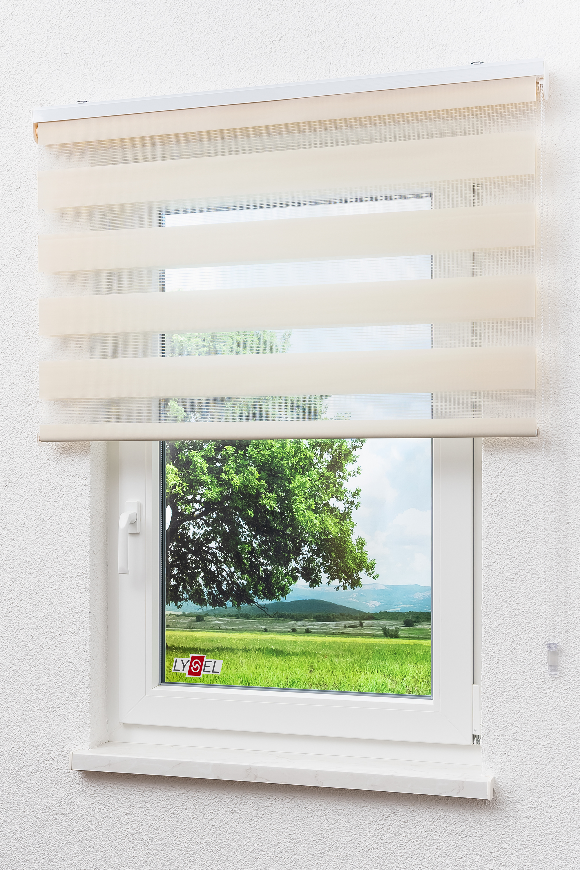 Duo Rollo Doppelrollo Solid mit Blende blickdicht Fenster