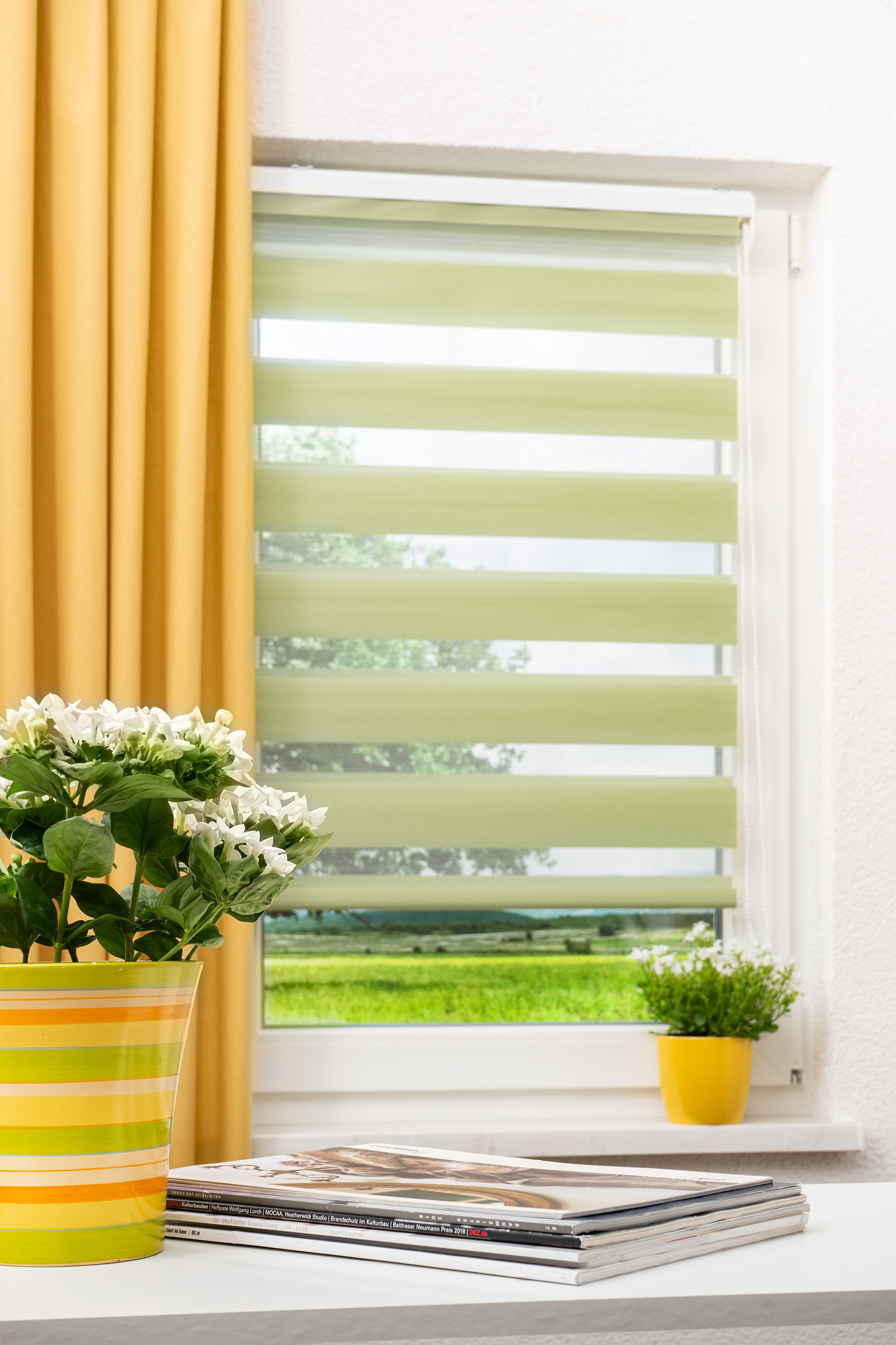 Duo Rollo Doppelrollo Solid mit Blende blickdicht Fenster