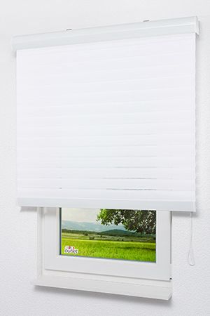 Lysel Outlet - Doppelrollo Jalousie-Effekt Reinweiß für 180cm Fensterhöhe Reinweiß #1W