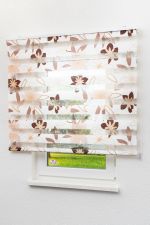 terra Vorschau Lysel Outlet - Doppelrollo Solid mit Trägerprofil Flower Power Terra #1W terra