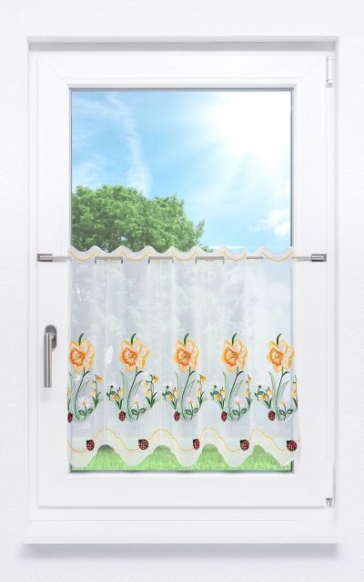 Scheibengardine Plauener Spitze® - Osterglocke #1W in Orangegelb