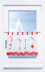 rot-weiß Vorschau Weihnachtsstrümpfchen #1W - Scheibengardine Lysel rot-weiß