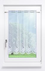 reinweiß Vorschau Scheibengardine Plauener Spitze® - Blümchendesign #1W in Reinweiß reinweiß