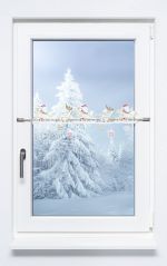 rot Vorschau Scheibengardine Plauener Spitze® - Weihnachtsmann mit Rentier #1W rot rot