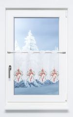 rot-grün Vorschau Kerzenschein #1W - Scheibengardine Plauener Spitze® rot-grün