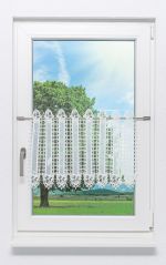 perlweiß Vorschau Rosenblätter #1W - Scheibengardine Plauener Spitze® perlweiß
