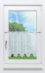 weiß Vorschau Moderne Kreise #1W - Scheibengardine Plauener Spitze® weiß