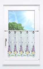 lila Vorschau Scheibengardine Plauener Spitze® - Frühlingsblumen #1W in Lila lila