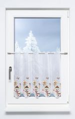 hellbraun Vorschau Scheibengardine Plauener Spitze® - Schneemann #1W in Hellbraun hellbraun