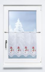 Vorschau Klassischer Schneemann #1W - Scheibengardine Plauener Spitze kaminrot
