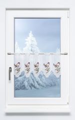 mehrfarbig Vorschau Vogelzwitschern zur Winterzeit #1W - Scheibengardine Plauener Spitze® mehrfarbig
