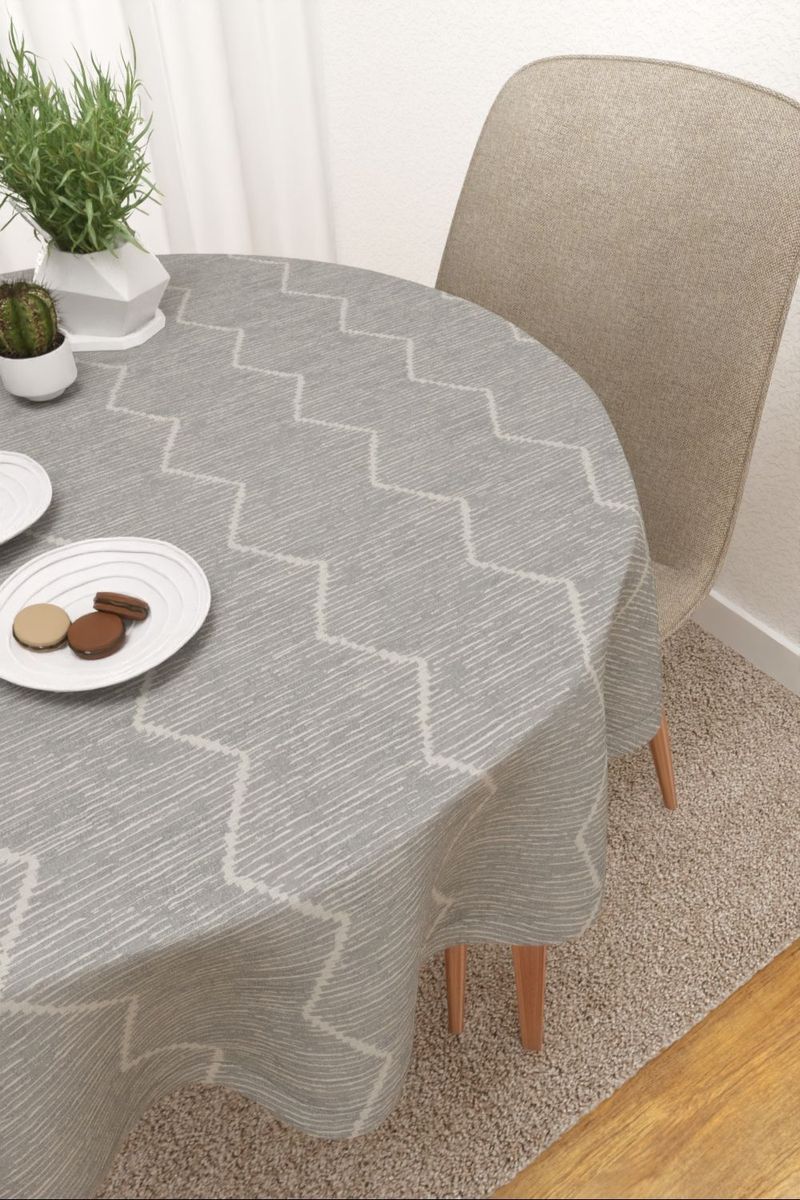 Tischdecke rund in Grau