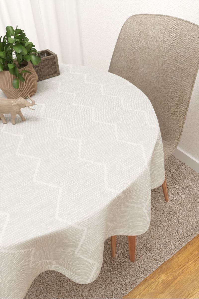 Tischdecke rund in Beige
