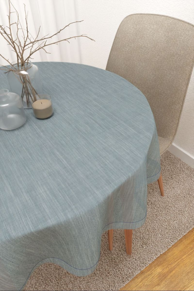 Tischdecke rund in Blau