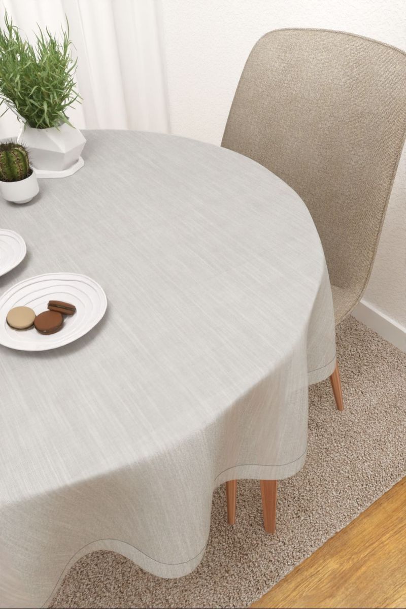 Tischdecke rund in Grau