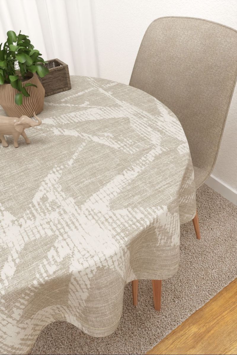 Tischdecke rund in Beige