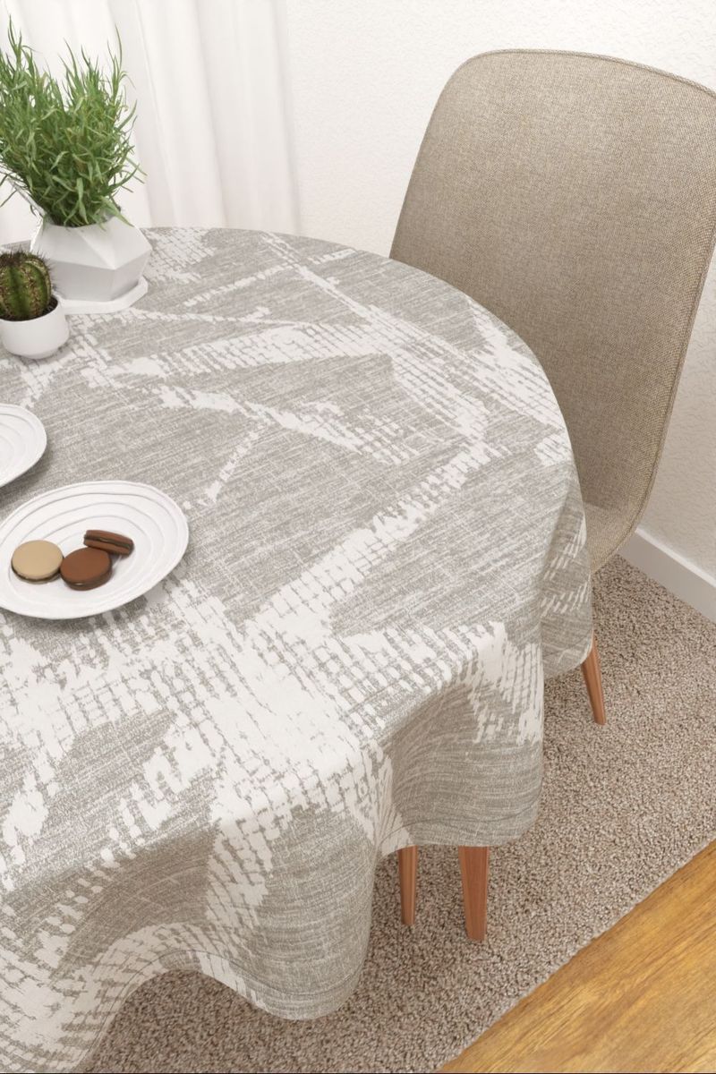 Tischdecke rund in Grau