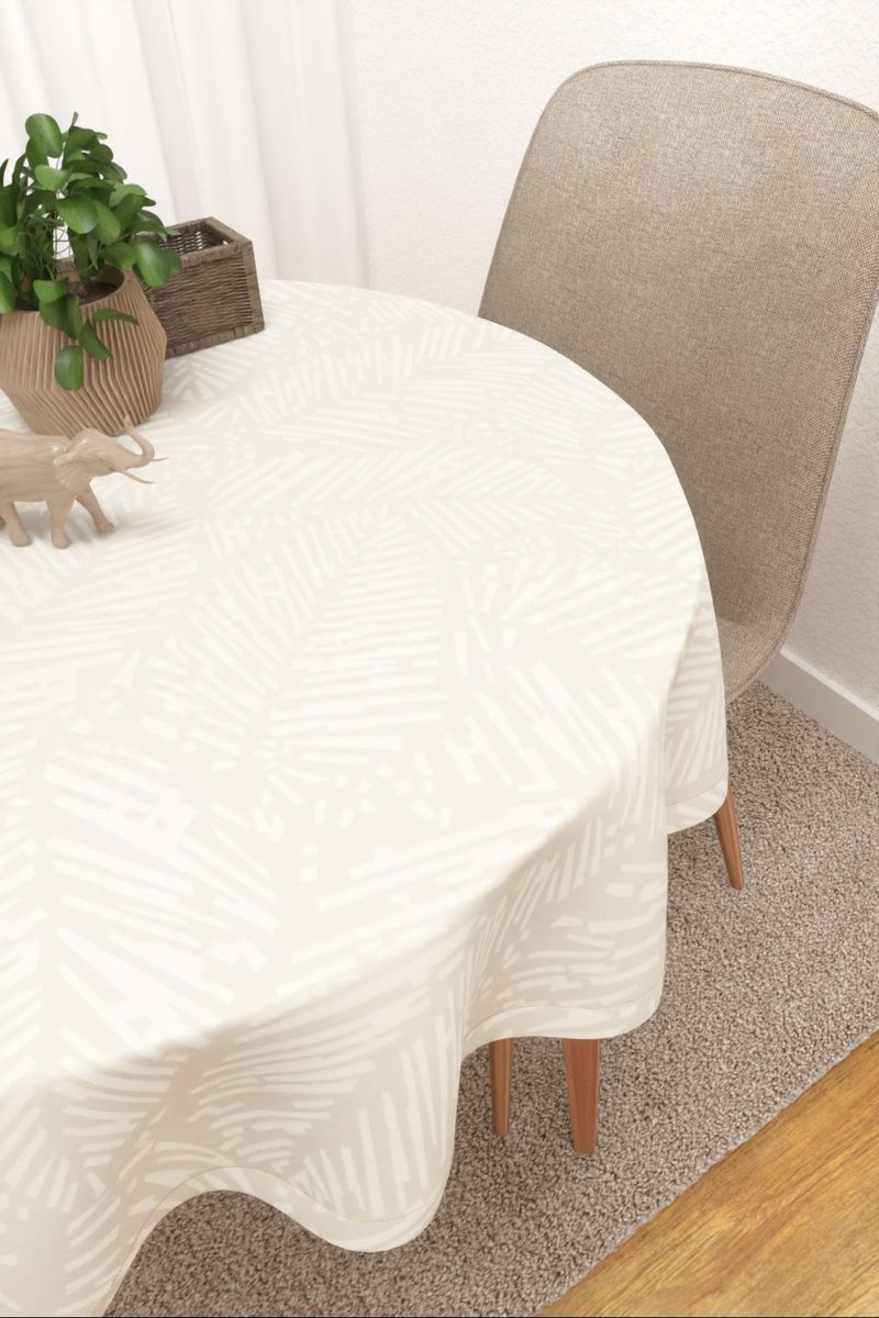 Tischdecke rund in Beige