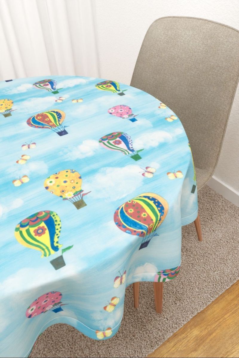 Tischdecke rund in Blau