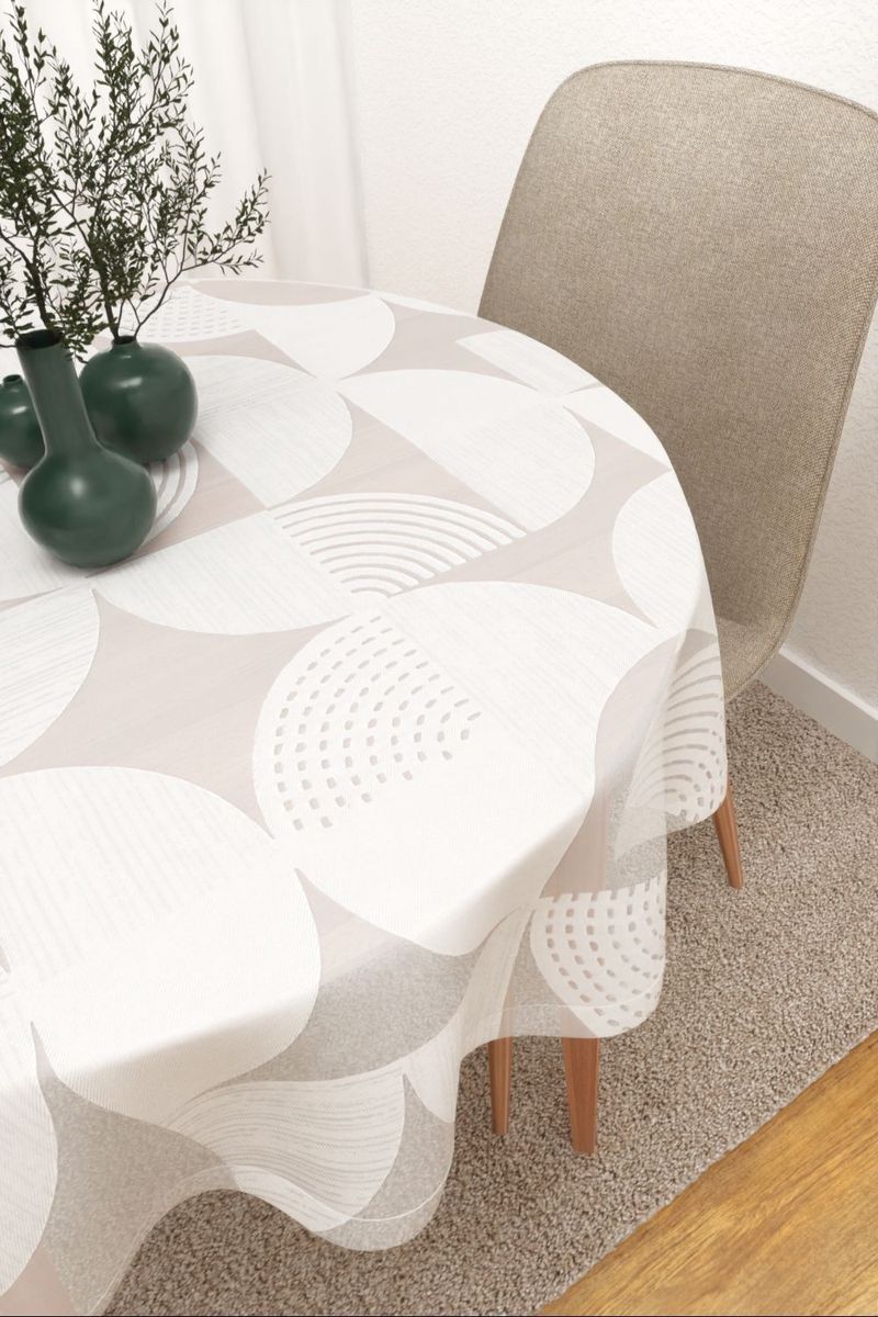 Tischdecke rund in Wei