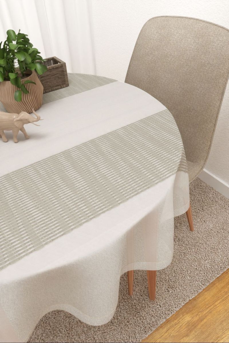 Tischdecke rund in Beige
