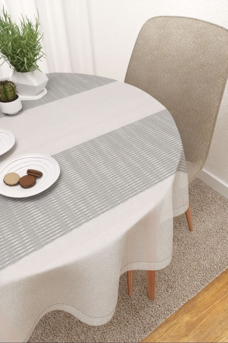 Tischdecke rund in Grau