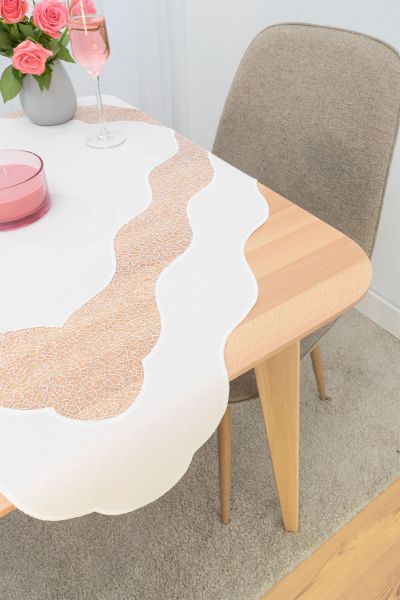 Melina #1W Plauener Spitze - Tischdecke in Beige