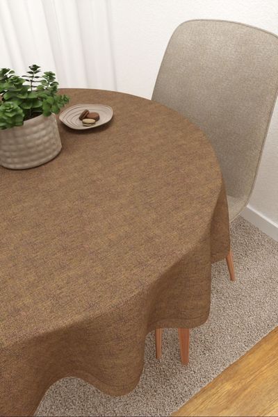 Balancan  #3J von Lysel - Tischdecke rund in braunbeige