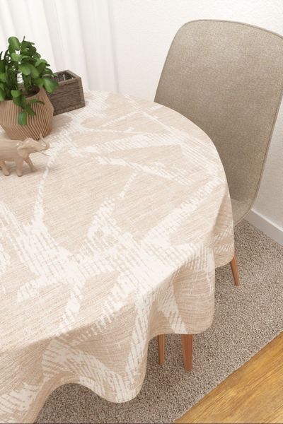 Mirinda #3J von Lysel - Tischdecke rund in Beige