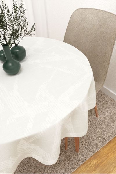 Mirinda #3J von Lysel - Tischdecke rund in Cremeweiß