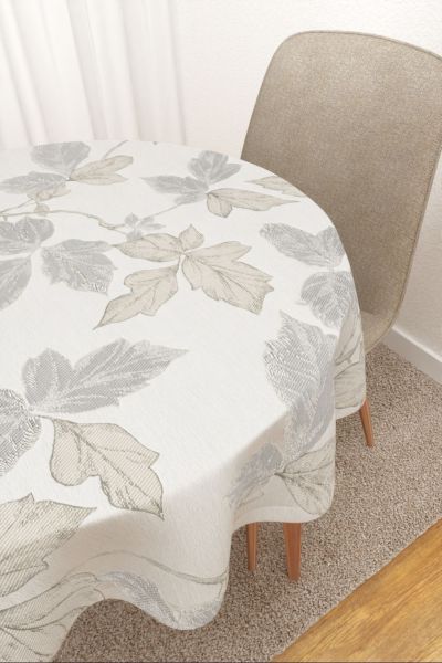 Majana #3J von Lysel - Tischdecke rund in graubeige