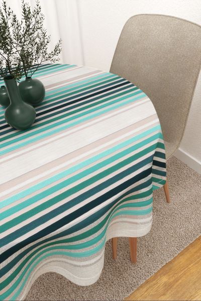 Milagros #3J von Lysel - Tischdecke rund in türkis