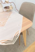 ecru-gold Vorschau Schneemagie #1W Plauener Spitze® - Tischdecke in Silber ecru-gold