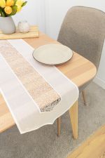ecru Vorschau Liora #1W Plauener Spitze® - Tischband in Weiß ecru