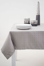 grau Vorschau Punktdesign #2M von Lysel - Damasttischdecke grau