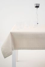 graubeige Vorschau Punktdesign #2M von Lysel - Damasttischdecke graubeige