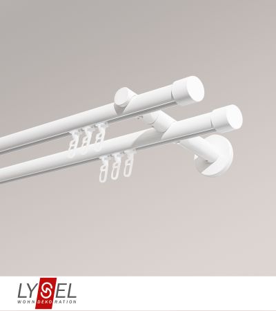 Lysel - SET Opal Innenlauf 200cm 2 Lauf Doppel-Kombiträger offen mit Endstücke Kappe in Edelstahl-Optik