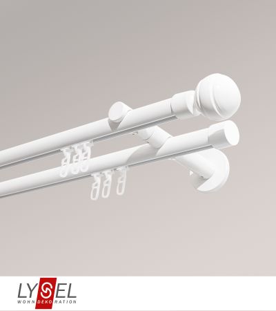 Lysel - SET Opal Innenlauf 200cm 2 Lauf Doppel-Kombiträger offen mit Endstücke Kappe in Edelstahl-Optik