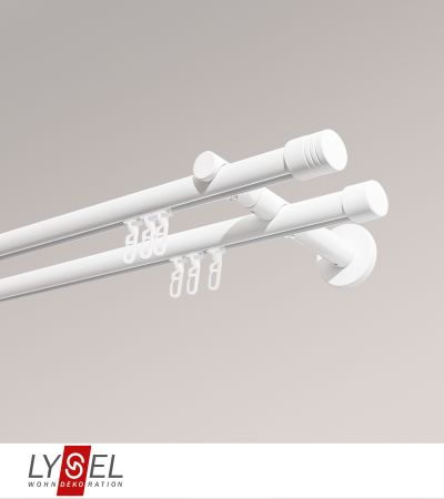 Lysel - SET Opal Innenlauf 200cm 2 Lauf Doppel-Kombiträger offen mit Endstücke Kappe in Edelstahl-Optik