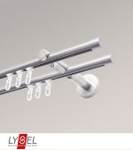 edelstahl-optik Vorschau Lysel - SET Opal Innenlauf 160cm 2 Lauf Doppel-Kombiträger offen mit Endstücke Kappe in titan #1W edelstahl-optik