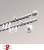 edelstahl-optik Vorschau Lysel - SET Opal Innenlauf 160cm 2 Lauf Doppel-Kombiträger offen mit Endstücke Kugel in titan #1W edelstahl-optik
