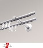 edelstahl-optik Vorschau Lysel - SET Opal Innenlauf 160cm 2 Lauf Doppel-Kombiträger offen mit Endstücke Zylinder in titan #1W edelstahl-optik