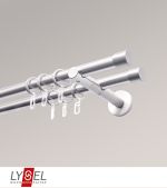 edelstahl-optik Vorschau Lysel - SET Opal 160cm Doppel-Kombiträger offen 2-Lauf mit Endstücke Kappe in Edelstahl-Optik #1W edelstahl-optik