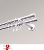 edelstahl-optik Vorschau Lysel - SET Opal 160cm Doppel-Kombiträger offen 2-Lauf mit Endstücke Zylinder in Edelstahl-Optik #1W edelstahl-optik