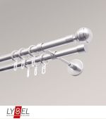 edelstahl-optik Vorschau Lysel - SET Opal 160cm Doppelträger geschlossen 2-Lauf mit Endstücke Kugel in Edelstahl-Optik #1W edelstahl-optik