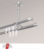 edelstahl-optik Vorschau Lysel - SET Topaz 2-Lauf Universal Deckenträger offen 160cm Innenlauf mit Endstücke Kappe in Edelstahl-Optik #1W edelstahl-optik