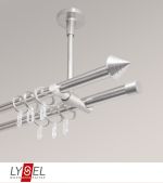 edelstahl-optik Vorschau Lysel - SET Topaz 2-Lauf Deckenträger offen 160cm Endstücke Kegel in Edelstahl-Optik #1W edelstahl-optik